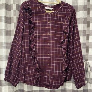 Sonoma Plum and Mustard Plaid Blouse